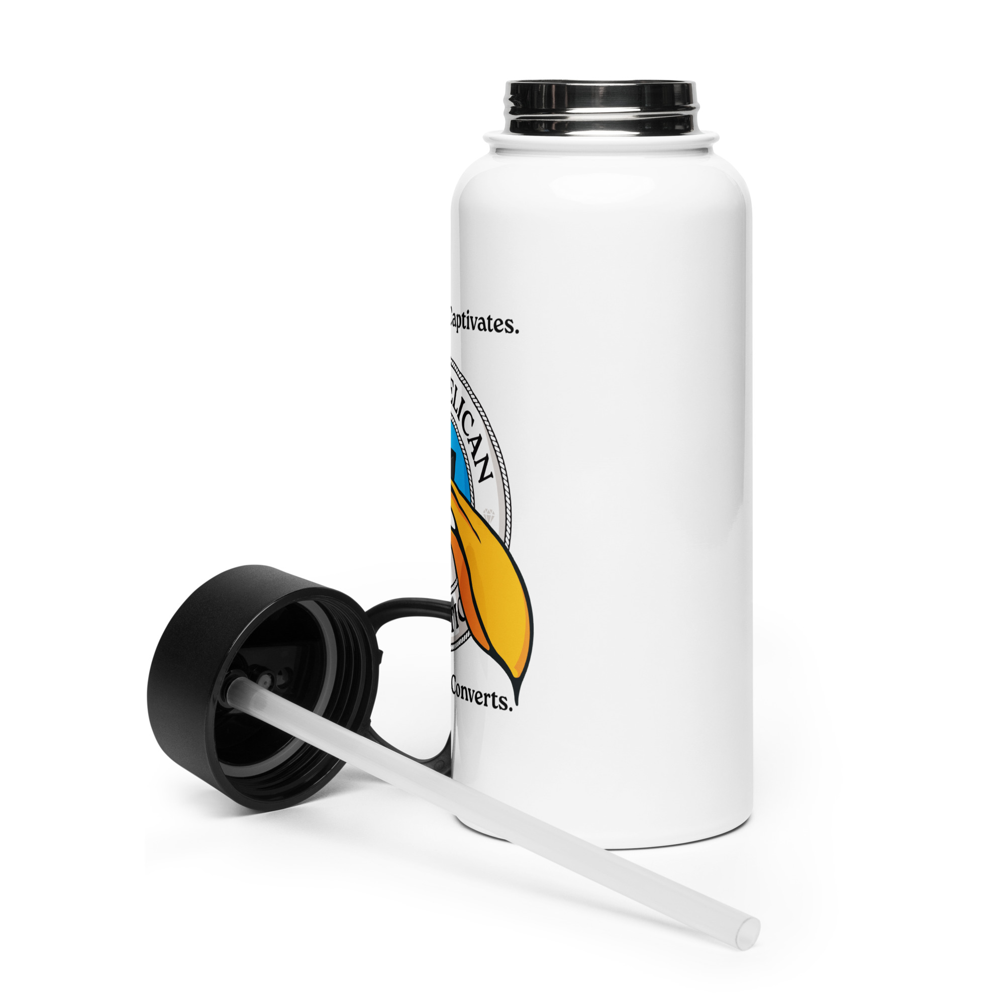 Pesky Pelican | Stainless Steel Water Bottle w/ straw lid - Image 7
